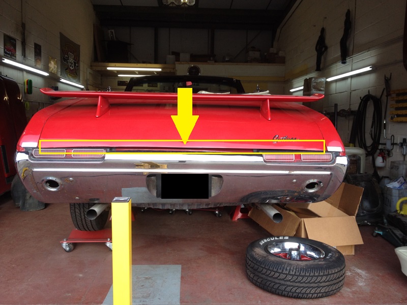 1968 Cutlass Convertible trunk lid edge trim